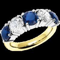 a stunning five stone sapphire diamond eternity ring in 18ct yellow wh ...