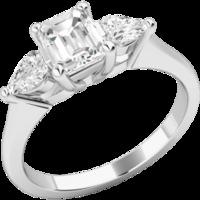 A stunning Emerald Cut diamond ring with Pear shoulder stones in 18ct white gold