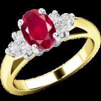 A timeless ruby & diamond ring with shoulder stones in 18ct yellow & white gold