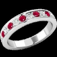 a stunning ruby diamond eternity ring in 18ct white gold