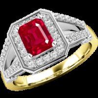 A gorgeous ruby & diamond cluster style ring in 18ct yellow & white gold