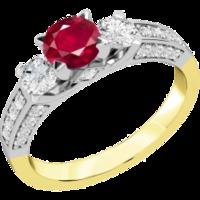 a luxurious ruby diamond ring with shoulder stones in 18ct yellow whit ...