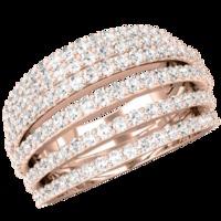 A unique Round Brilliant Cut diamond set ladies dress ring in 18ct rose gold