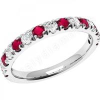 a beautiful round brilliant cut ruby diamond eternity ring in 18ct whi ...