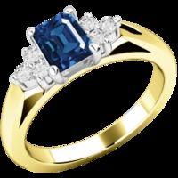 A beautiful sapphire & diamond ring with shoulder stones in 18ct yellow & white gold