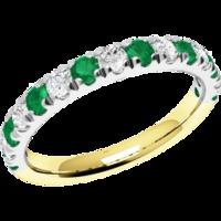 A beautiful Round Brilliant Cut emerald & diamond eternity ring in 18ct yellow & white gold