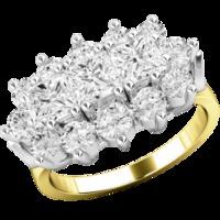 A breathtaking Princess & Round Brilliant Cut dress diamond ring in 18ct yellow & white gold