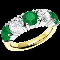 A stunning Round Brilliant Cut emerald & diamond ring in 18ct yellow & white gold