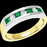 A stunning Round Brilliant Cut emerald & diamond eternity ring in 18ct yellow & white gold