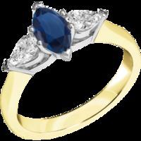 A classic sapphire & diamond ring with shoulder stones in 18ct yellow & white gold