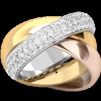 A spectacular ladies 3 band Russian wedding ring in 18ct white gold