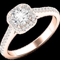 A stunning Cushion Cut halo style diamond ring with shoulder stones in 18ct rose gold