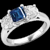 A stunning sapphire & diamond ring with shoulder stones in 18ct white gold