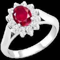 A beautiful ruby & diamond cluster style ring in platinum