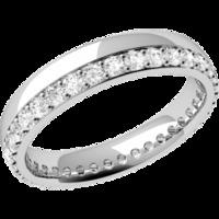 A stylish offset ladies diamond set wedding ring in 18ct white gold