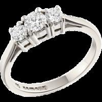 A stunning Round Brilliant Cut three stone diamond ring in 18ct white gold