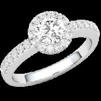 A stunning Round brilliant cut diamond ring with shoulder stones in 18ct white gold