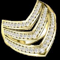 A stunning Round Brilliant Cut triple row diamond set ladies dress ring in 18ct yellow gold