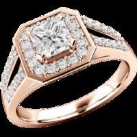 A stunning Princess Cut diamond ring in 18ct rose gold