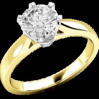 a classic round brilliant cut solitaire diamond ring in 18ct yellow wh ...