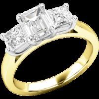 A stunning Emerald & Princess Cut diamond ring in 18ct yellow & white gold