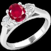 A timeless 3 stone ruby & diamond in 18ct white gold
