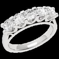 A stunning Round Brilliant Cut five stone diamond ring in platinum