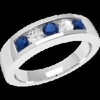 A stunning five stone sapphire & diamond eternity ring in 18ct white gold