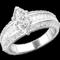 a stunning marquise cut diamond ring with shoulder stones in platinum