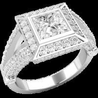 a stunning princess round brilliant cut diamond ring in 18ct white gol ...