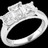 A stunning Emerald & Princess Cut diamond ring in 18ct white gold