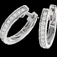 A stunning pair of Round Brilliant Cut diamond hoop earrings in 18ct white gold