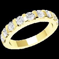 a classic bar set ladies diamond wedding ring in 18ct yellow gold