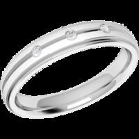 A stylish Round Brilliant Cut diamond set ladies wedding ring in palladium