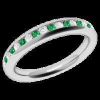 A stylish Round Brilliant Cut emerald & diamond eternity ring in 18ct white gold