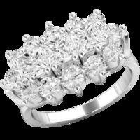 A breathtaking Princess & Round Brilliant Cut dress diamond ring in 18ct white gold