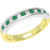 A classic Round Brilliant Cut emerald & diamond eternity ring in 18ct yellow & white gold