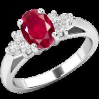 A timeless ruby & diamond ring with shoulder stones in 18ct white gold