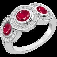 a stunning round brilliant cut ruby diamond cocktail ring in 18ct whit ...