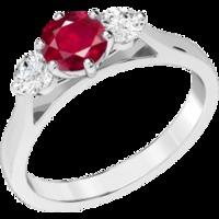 A beautiful ruby & diamond ring with shoulder stones in 18ct white gold