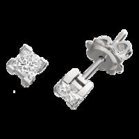 A beautiful pair of Princess Cut diamond earrings in 18ct white gold