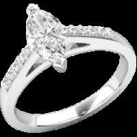 A stunning Marquise Cut diamond ring with shoulder stones in 18ct white gold