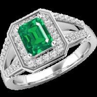 A gorgeous emerald & diamond cluster style ring in 18ct white gold