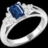 A beautiful sapphire & diamond ring with shoulder stones in 18ct white gold