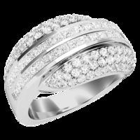 A dazzling Princess & Round Brilliant Cut dress diamond ring in 18ct white gold