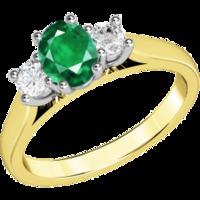 A timeless three stone gemstone & diamond ring in 18ct yellow & white gold