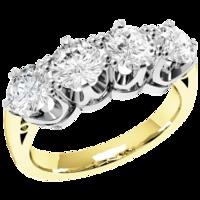 a stunning round brilliant cut four stone diamond ring in 18ct yellow  ...