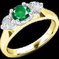 A timeless three stone Emerald & diamond ring in 18ct yellow & white gold