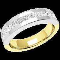 A beautiful Princess Cut diamond set ladies wedding ring in 18ct yellow & white gold