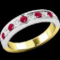 A stunning ruby & diamond eternity ring in 18ct yellow & white gold